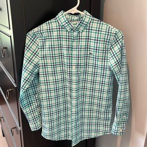 Vineyard Vines Whale Shirt. Blue/Green plaid. Size Small